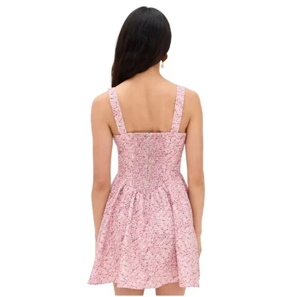 Reformation Daria Print Linen Mini Dress in Pink Combo, Size 6 - Picture 7 of 12
